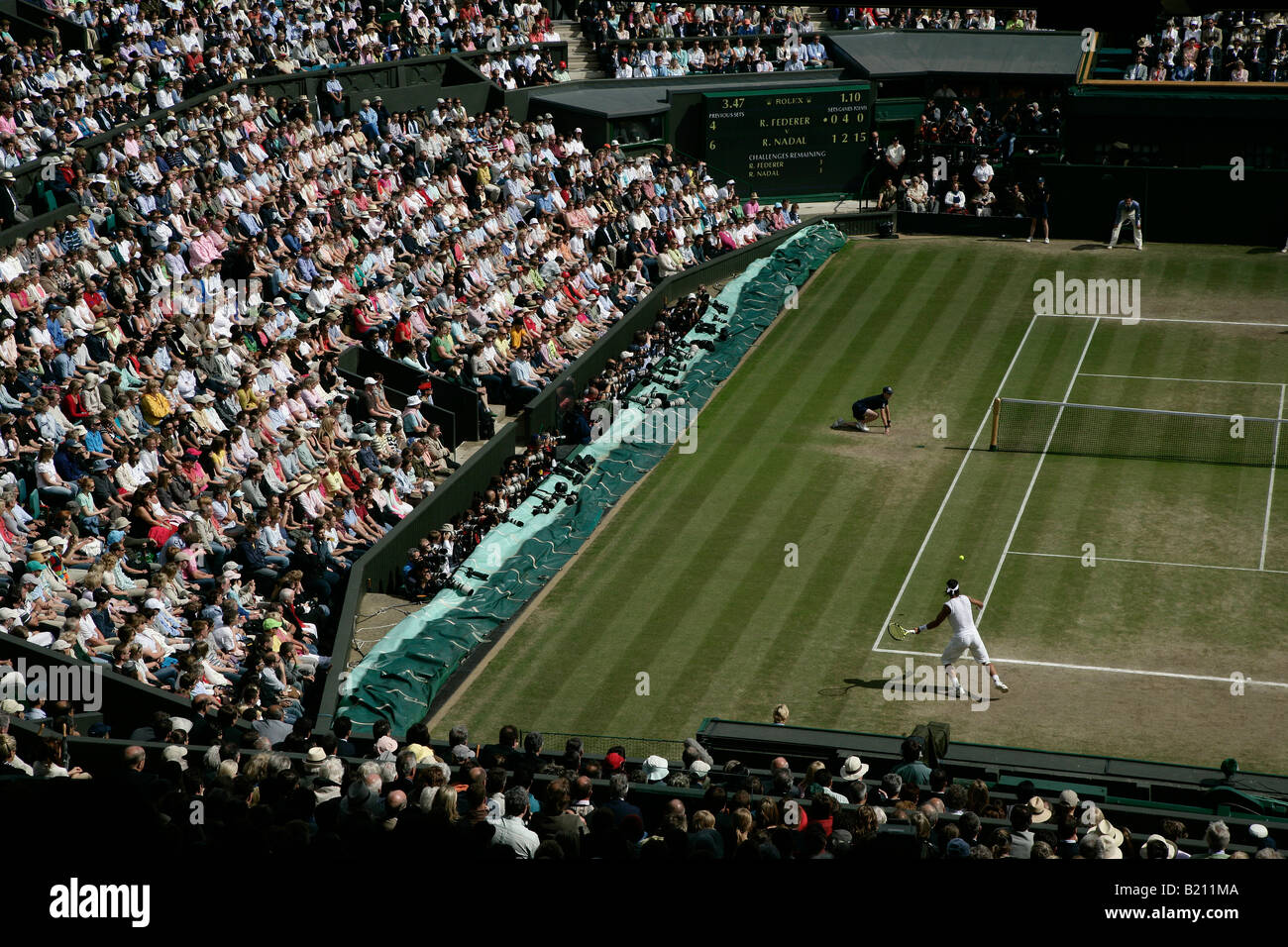 Blick auf Center Court in der Männer-Finale bei den Wimbledon Tennis Championships 2008 Stockfoto