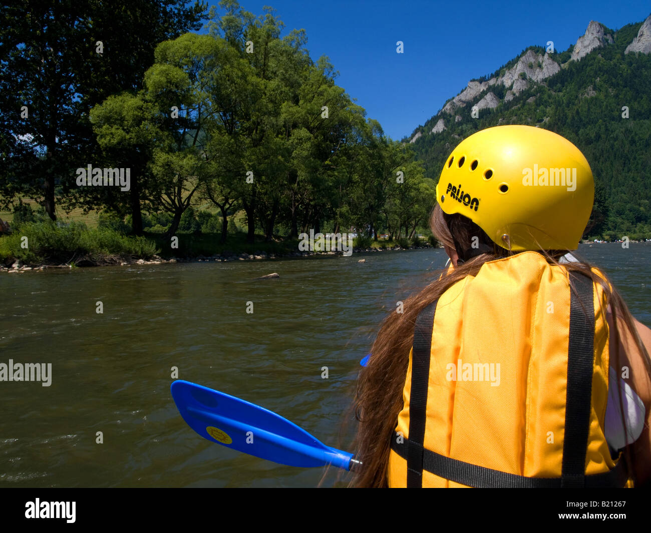 River-rafting auf dem Dunajec-Fluss, Slowakei Stockfoto