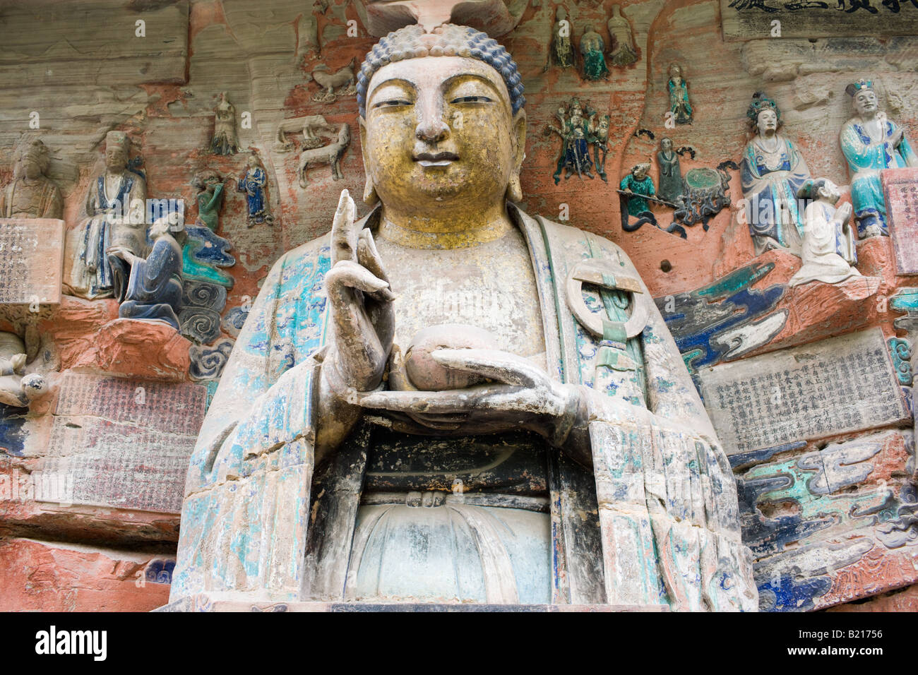 Felsschnitzereien Budhha montieren Baoding Chongqing China Stockfoto