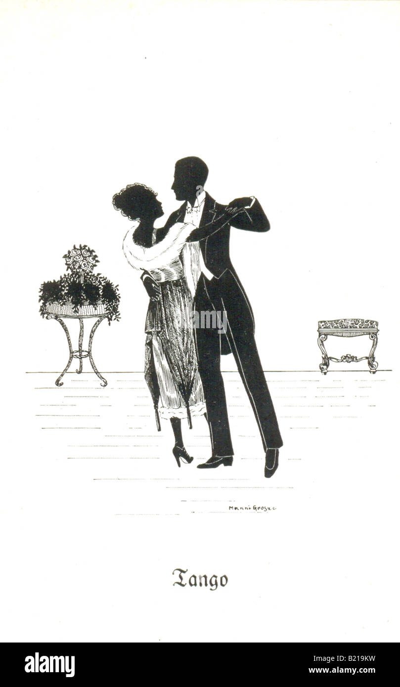 Ansichtskarte von Paare tanzen den Tango ca. 1920 Stockfoto