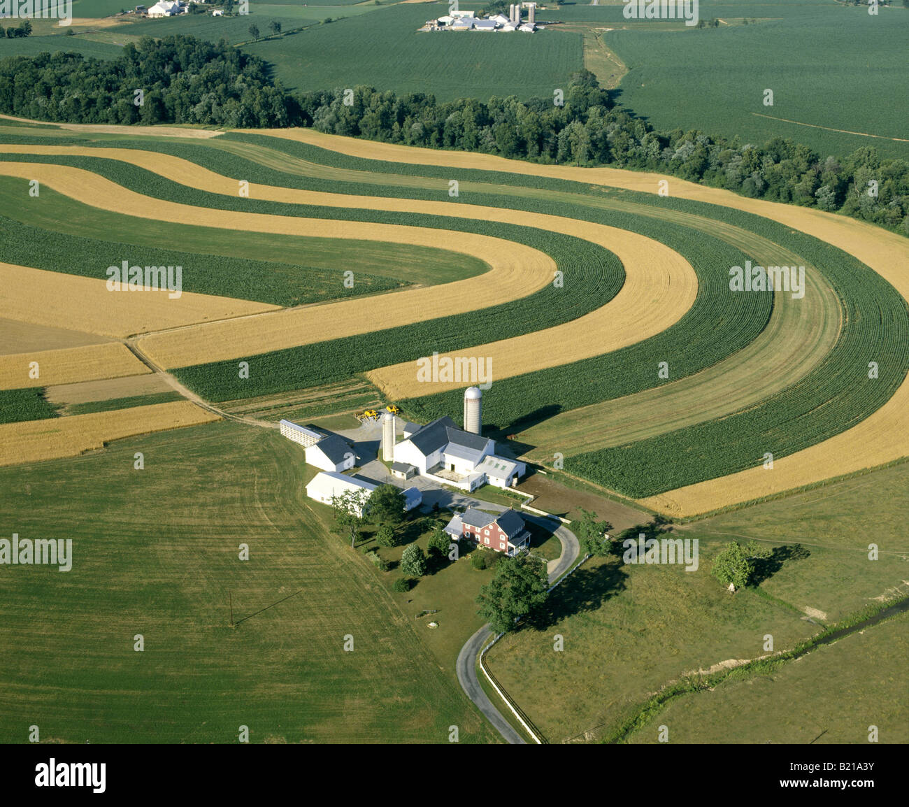 KONTURIERTE ACKERLAND IN LANCASTER COUNTY CONSERVATION DISTRICT BODEN STEWARDSHIP AWARD FARM FÜR 2002-PENNSYLVANIA Stockfoto