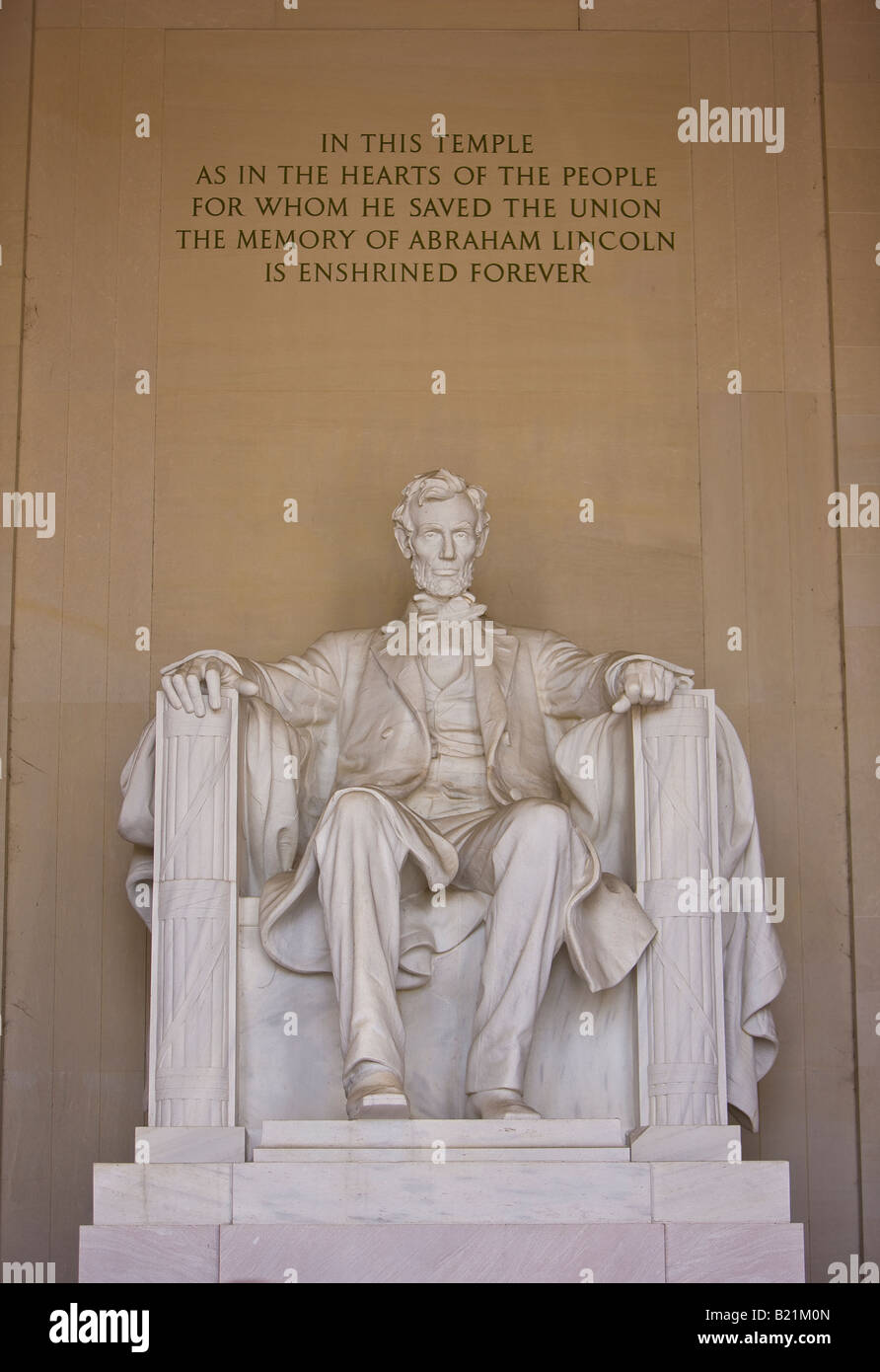 WASHINGTON DC USA - Statue von Abraham Lincoln, in dem Lincoln-Memorial, befindet sich auf der National Mall Stockfoto