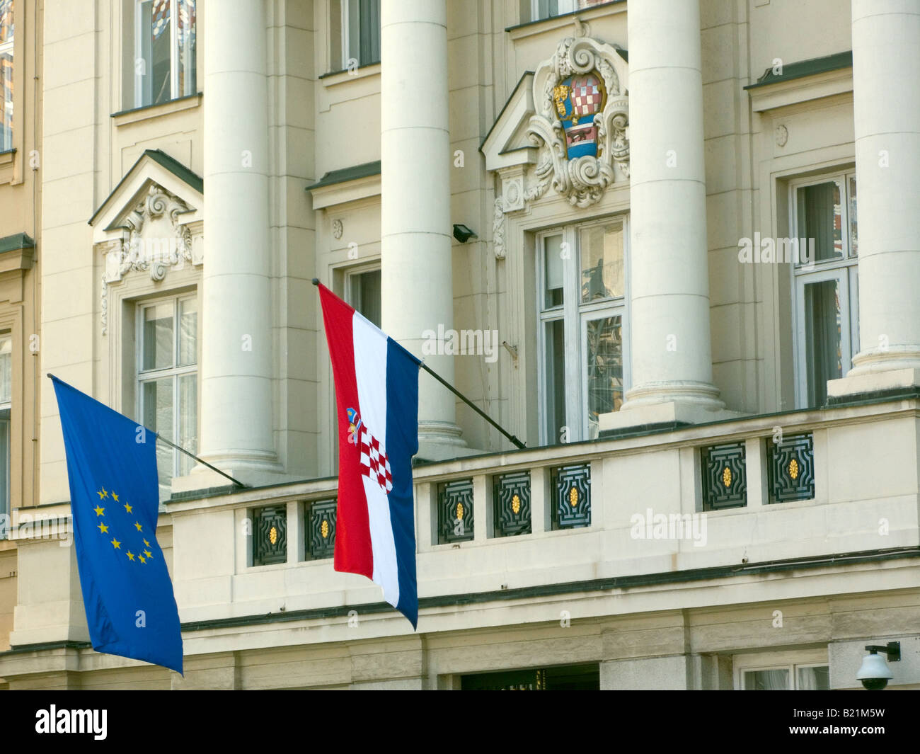 Kroatische Parlamentsgebäude Detail Zagreb Kroatien Stockfoto