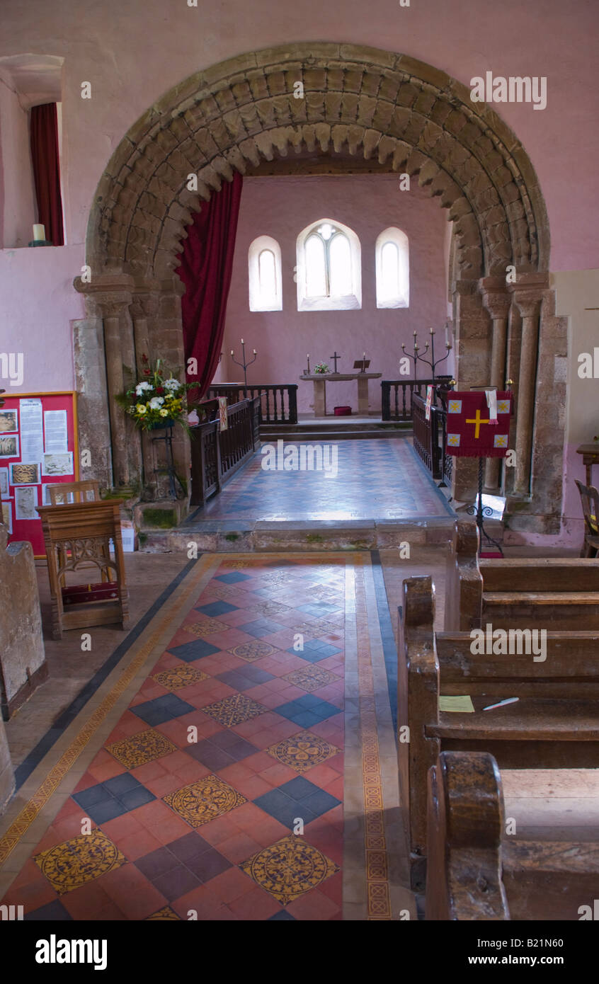 Innenraum der St. Michaels Kirche Garway Herefordshire England UK im 12. Jahrhundert von den Tempelrittern gegründet Stockfoto