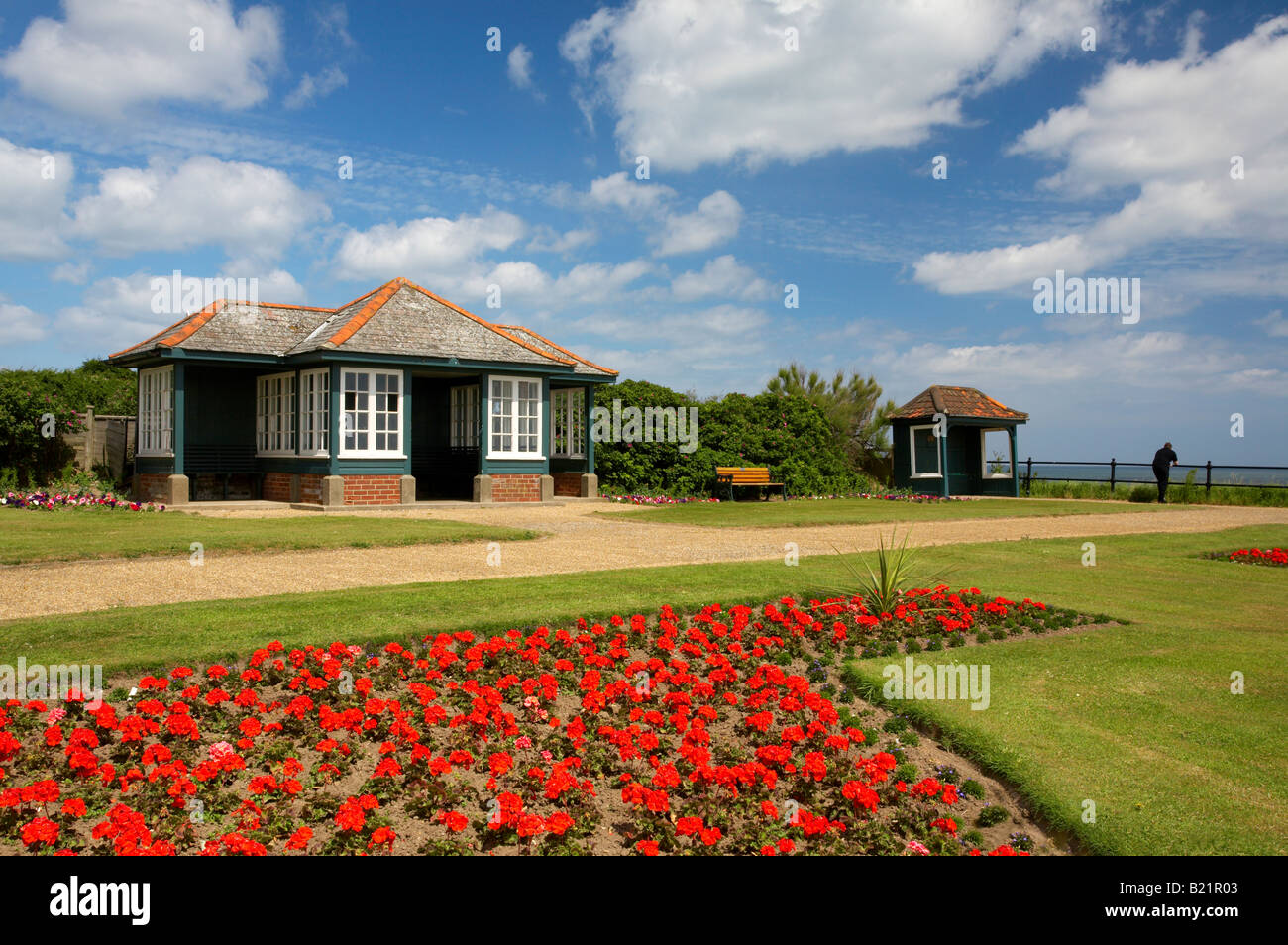 Eine Promenade Unterschlupf bei Mundesley in Norfolk UK Stockfoto