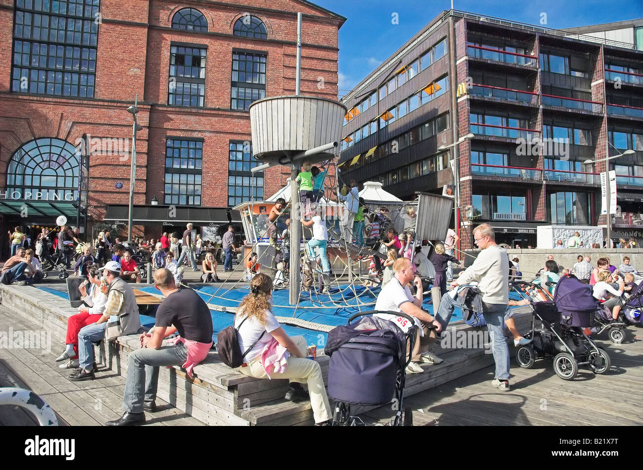 Kinderspielplatz auf Aker Brygge, Oslo, Norwegen Stockfoto