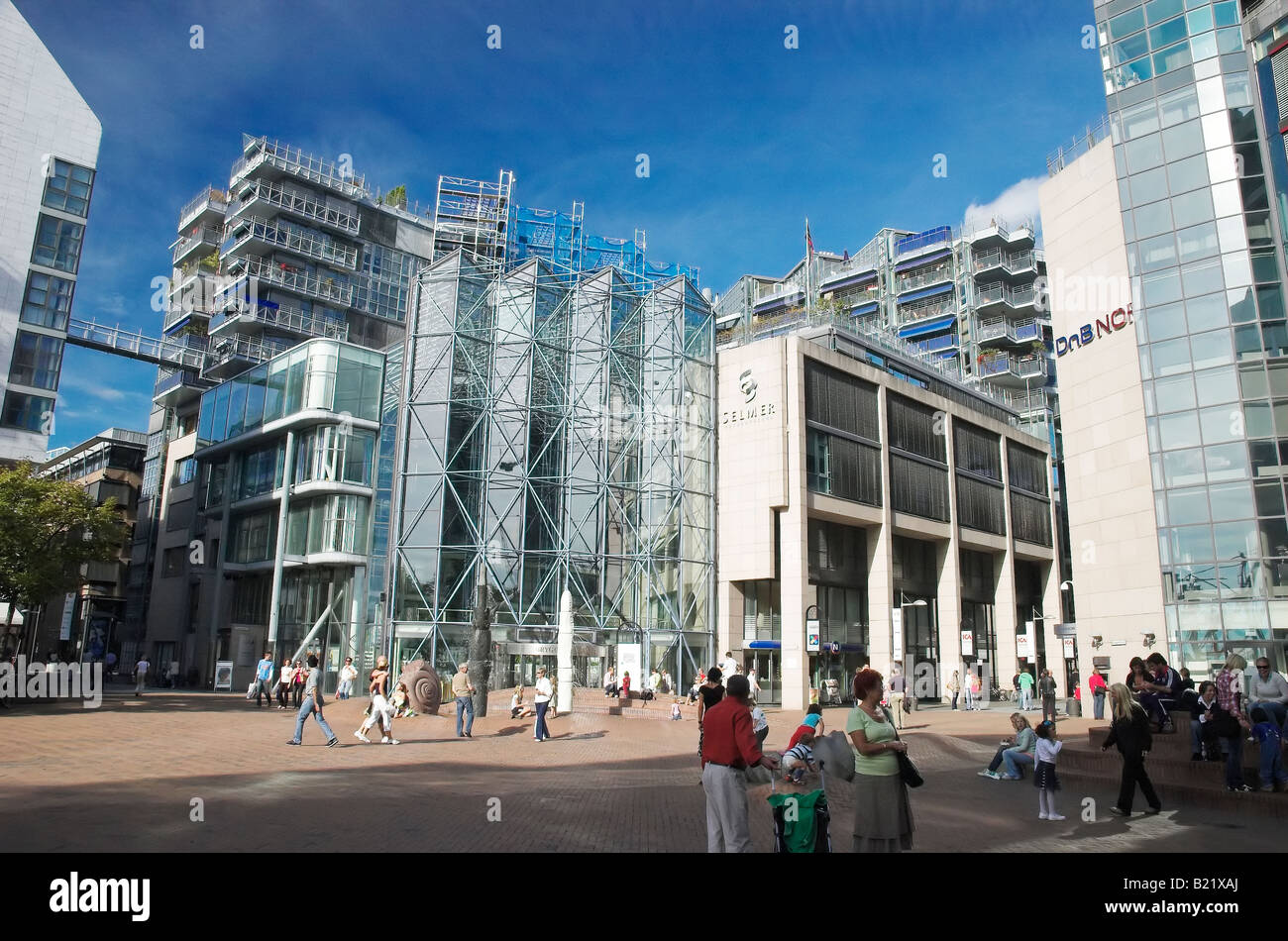 Bürogebäude in Aker Brygge, Oslo, Norwegen Stockfoto