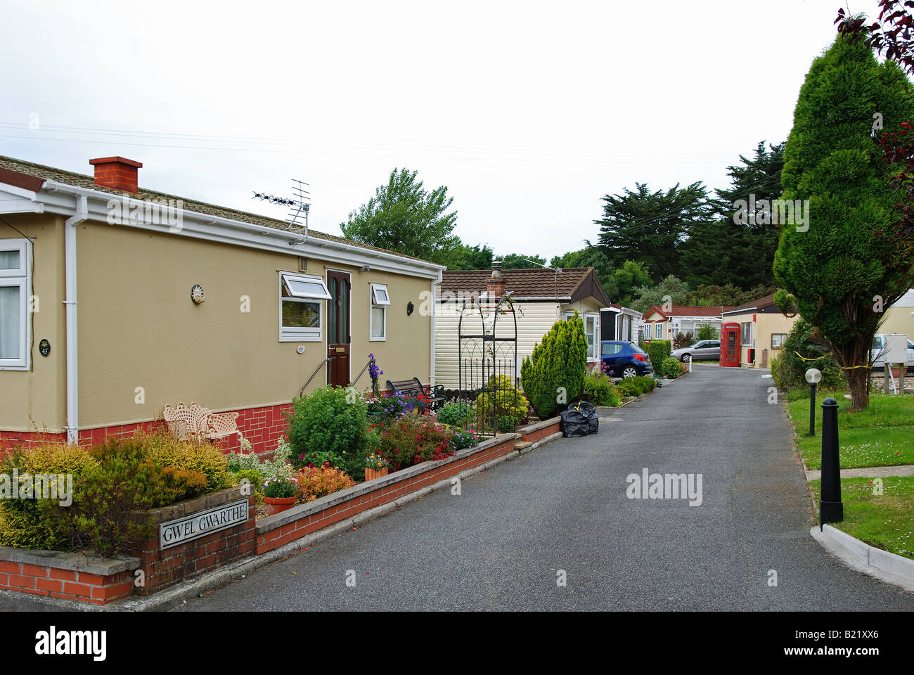 eine statische Wohnwagenpark in der Nähe von Redruth in Cornwall, Großbritannien Stockfoto
