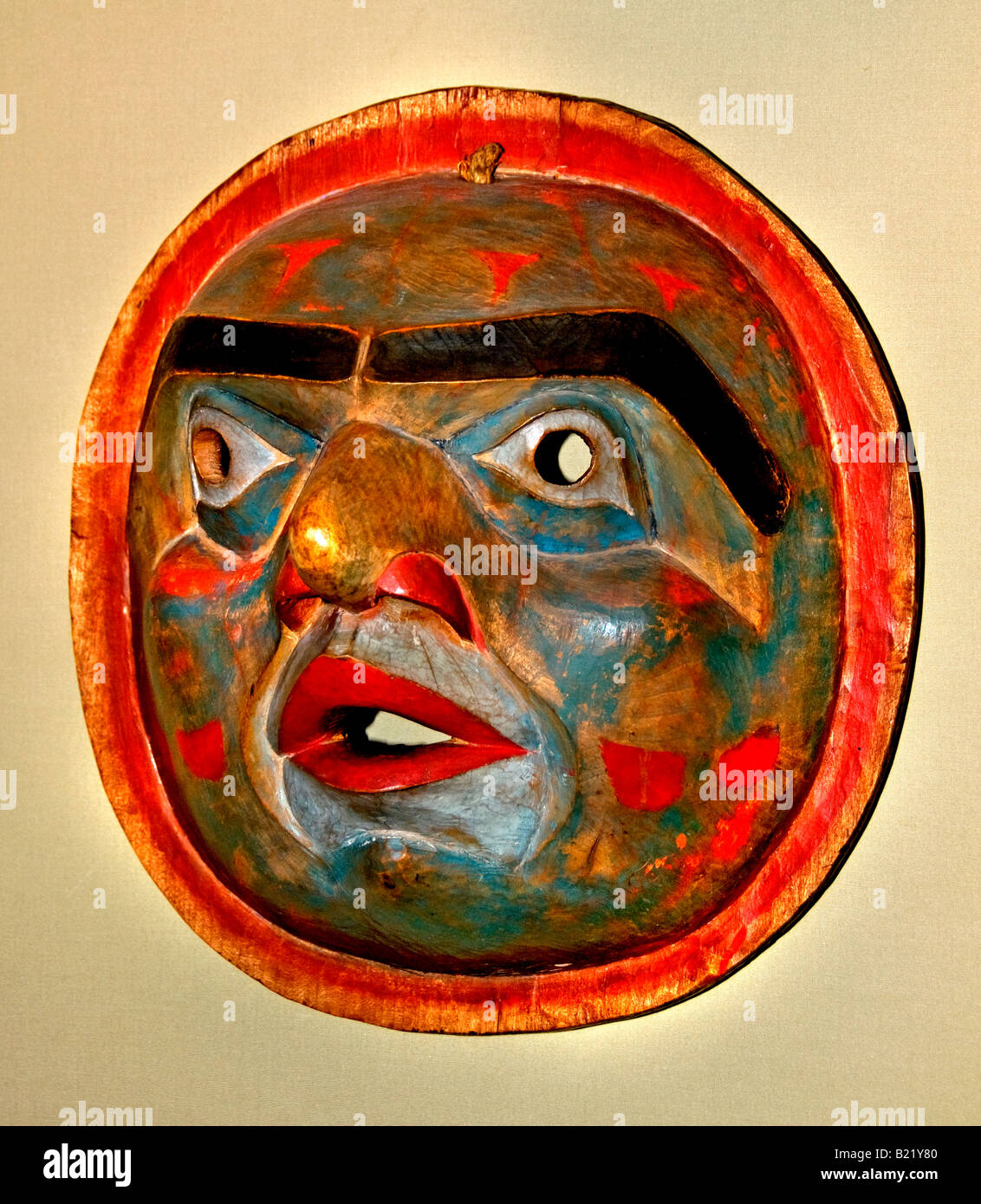 Schamanismus Maske Tlingit bösartige Geister Exorzismus Maske Indianer Indianer Stockfoto