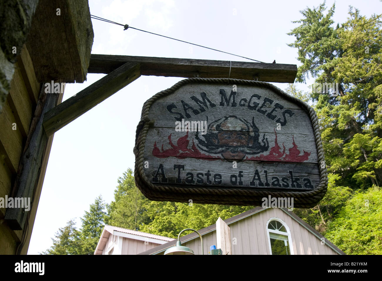 Sam McGee - ein Geschmack von Alaska - Lager auf 18 Creek Street in Ketchikan, Alaska. Stockfoto