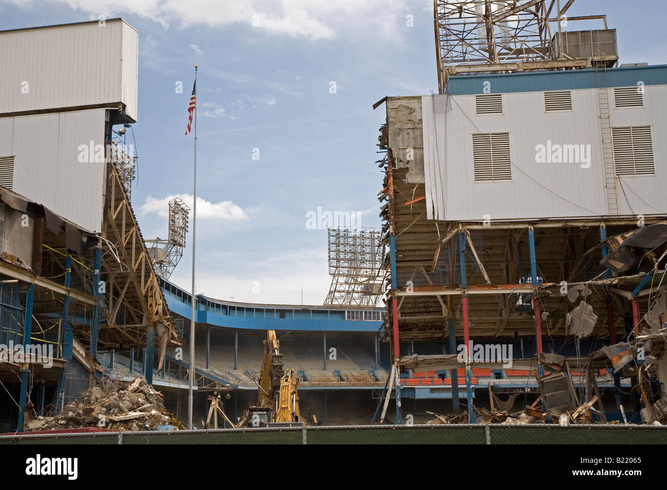Detroit Michigan Abriss der Tiger Stadium beginnt acht Jahre nachdem die Tiger zum Comerica Park Stockfoto