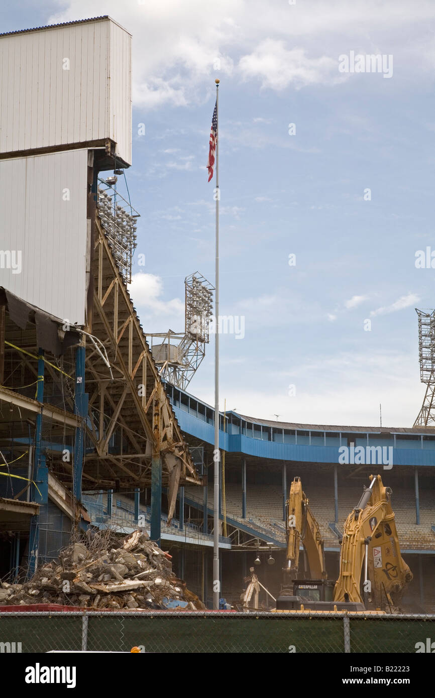 Detroit Michigan Abriss der Tiger Stadium beginnt acht Jahre nachdem die Tiger zum Comerica Park Stockfoto