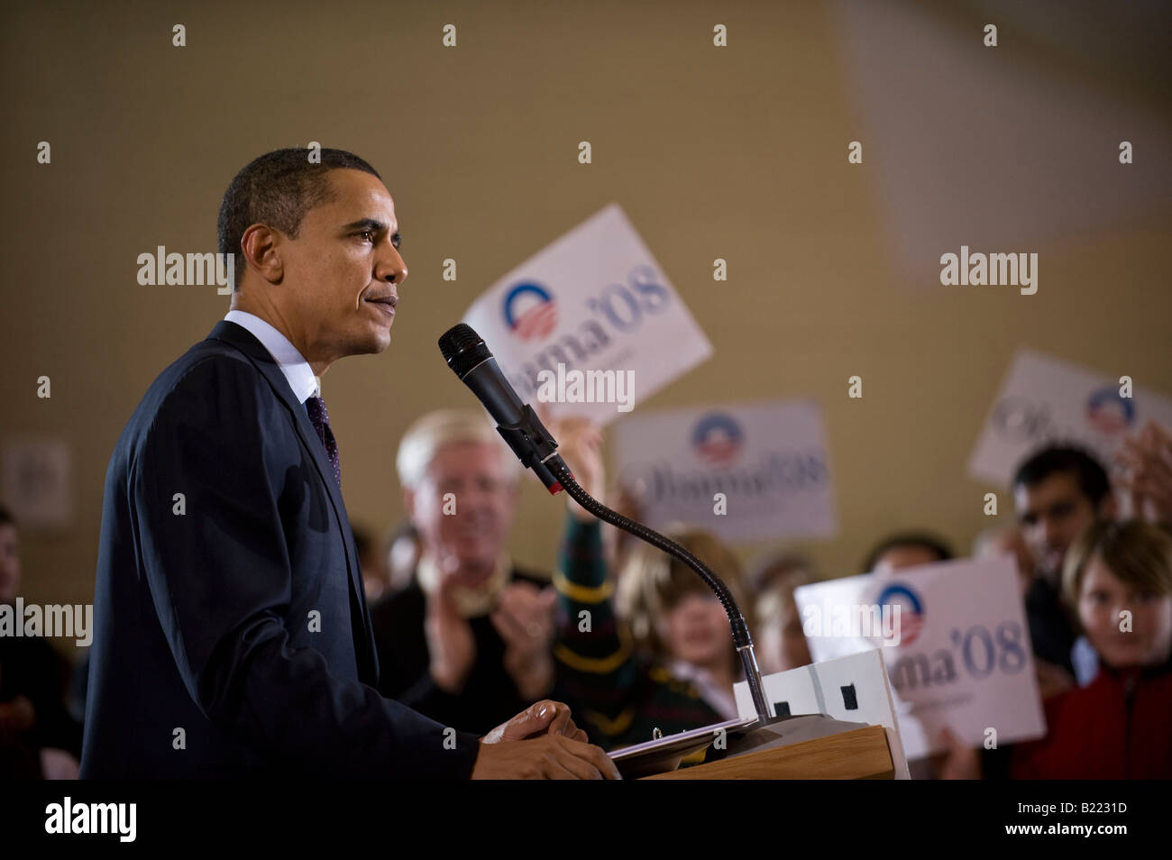 Des Moines, IA - 123007 - Präsidentschafts Kandidat Senator Barack Obama bei einer Veranstaltung der Kampagne in Des Moines, IA 30. Dezember 2007 Stockfoto