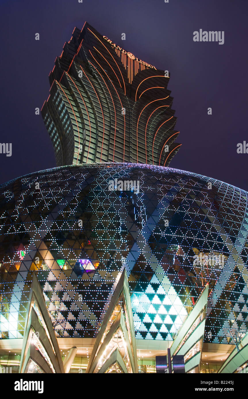 Die Neonlichter der Casino Grand Lisboa in Macao China Stockfoto
