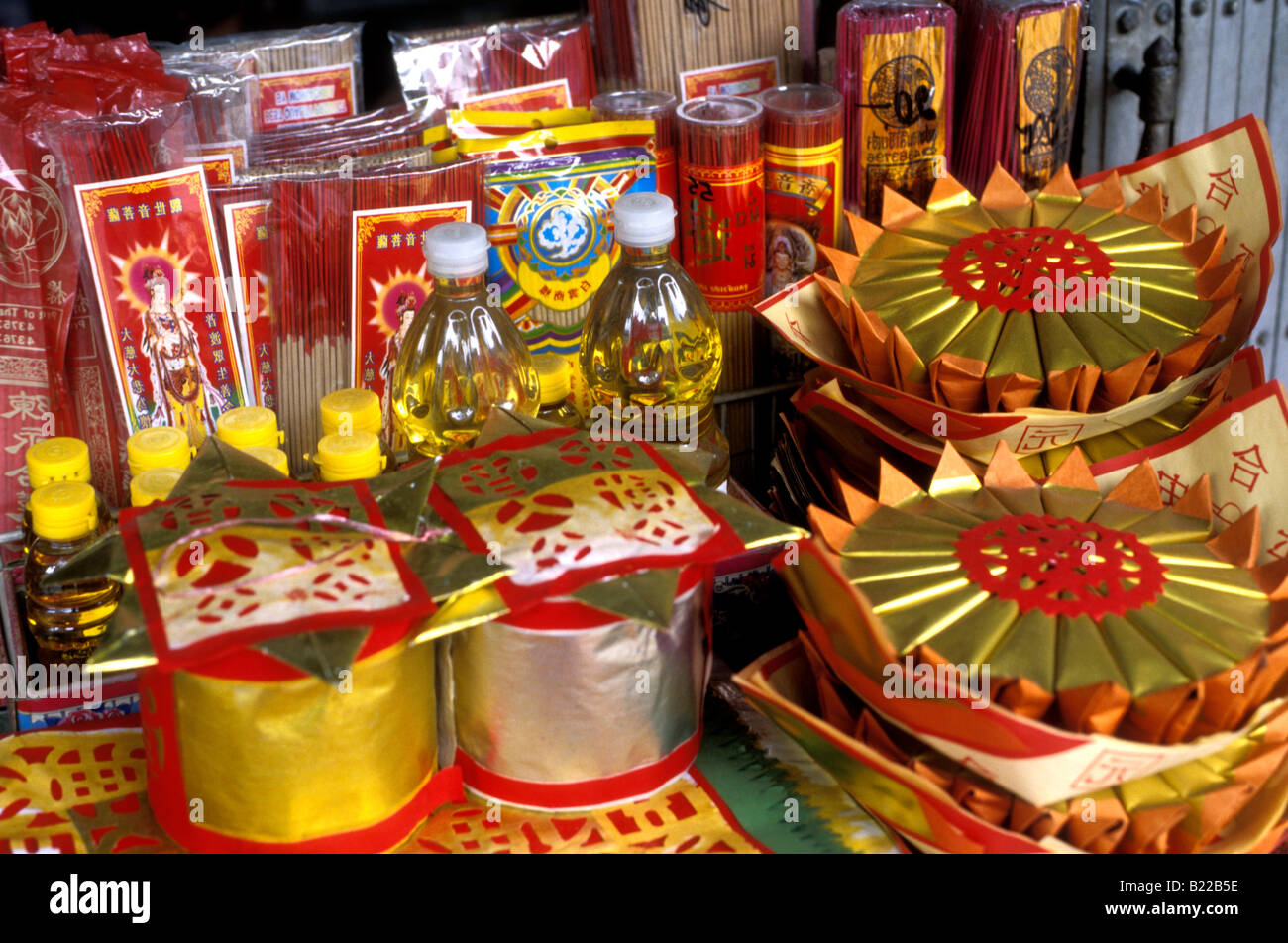 Chinatown-Tempel-Kunst-Shop anzeigen Bangkok thailand Stockfoto