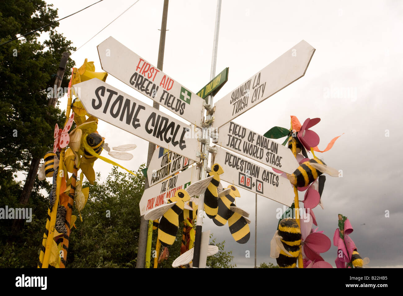 Zeichen beim Glastonbury Festival 2008 Stockfoto