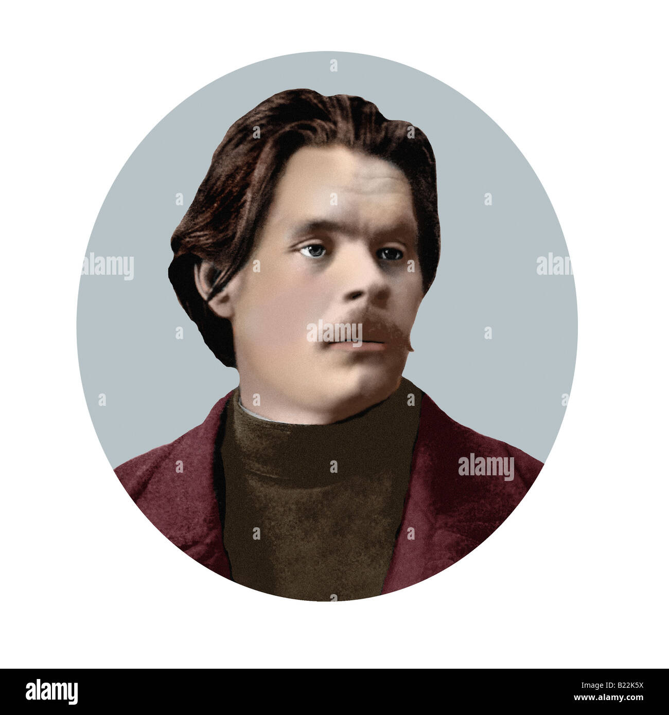 Maxim Gorki 1868 1936 russische Schriftsteller moderne Illustration von einer Postkarte Stockfoto Maxim Gorki 1868 1936 russische Schriftsteller moderne Illustration von einer Postkarte Stockfoto