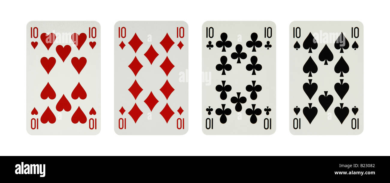 10, Karo zehn Herzen vereinen Pik-Karten Stockfoto