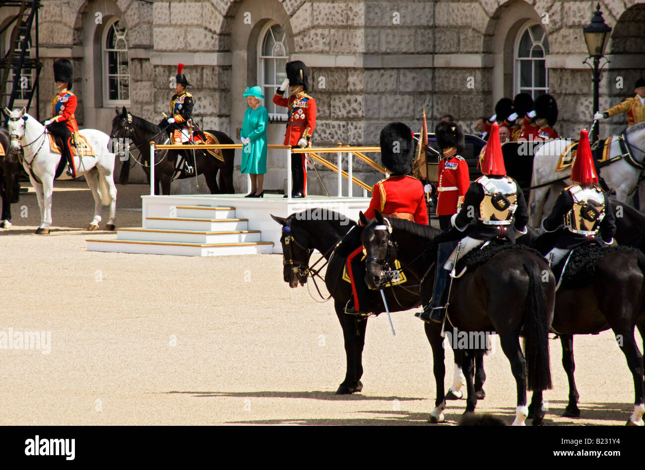 Königin in Trooping die Farbe Zeremonie, London, UK Stockfoto