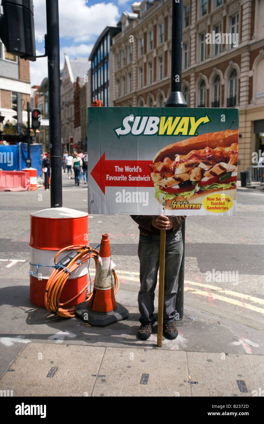 Mann mit einem Sandwich-Board in london Stockfoto
