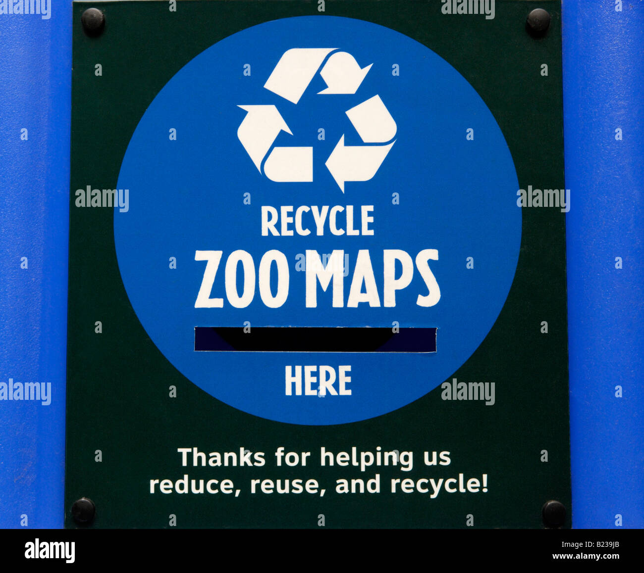 Zoo-Sammelbehälter für gebrauchte Karten Stockfoto