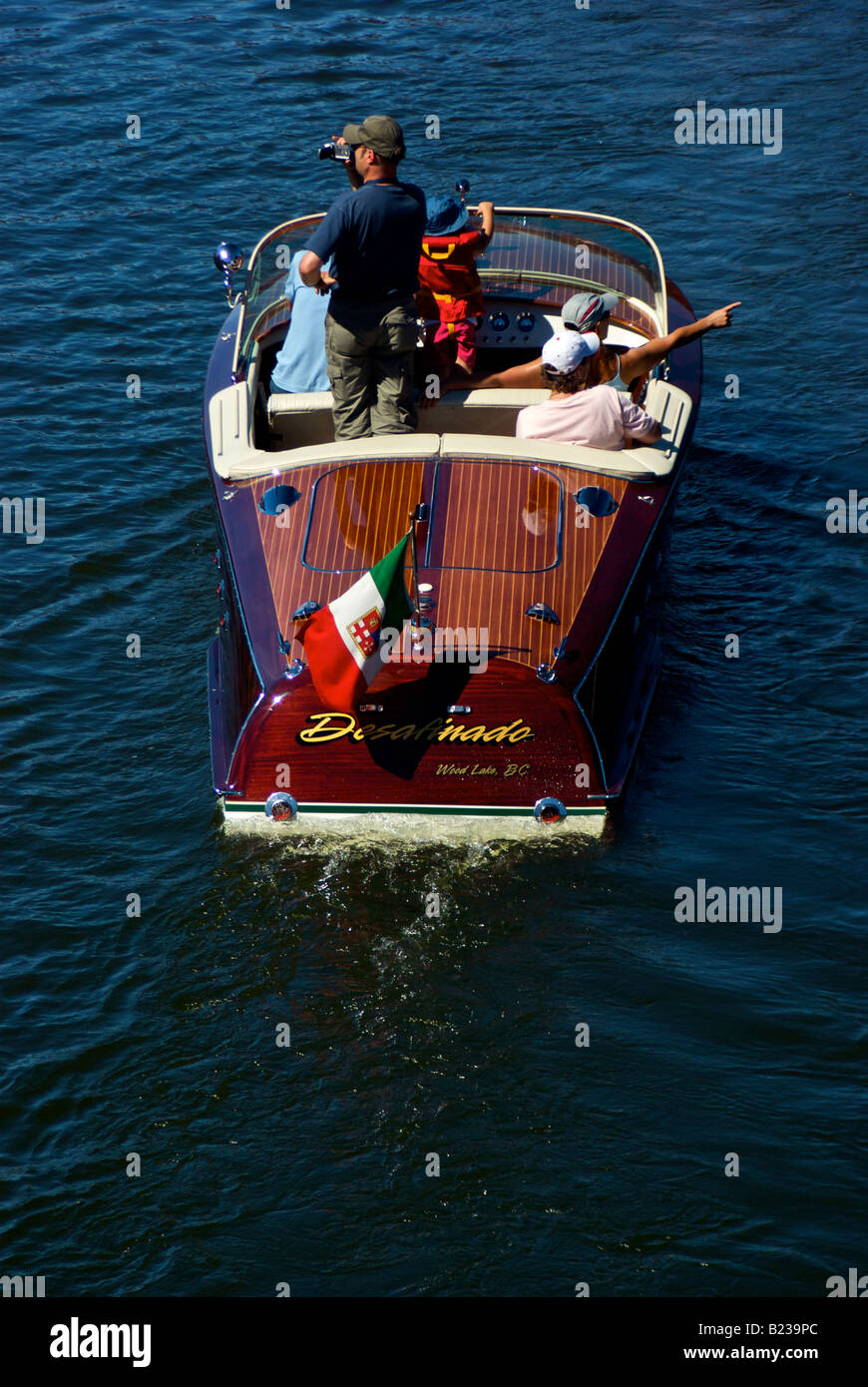 Klassische antike hölzerne macht Speed-Boot in Sandpoint, Idaho-Holzboot-Festzug Stockfoto