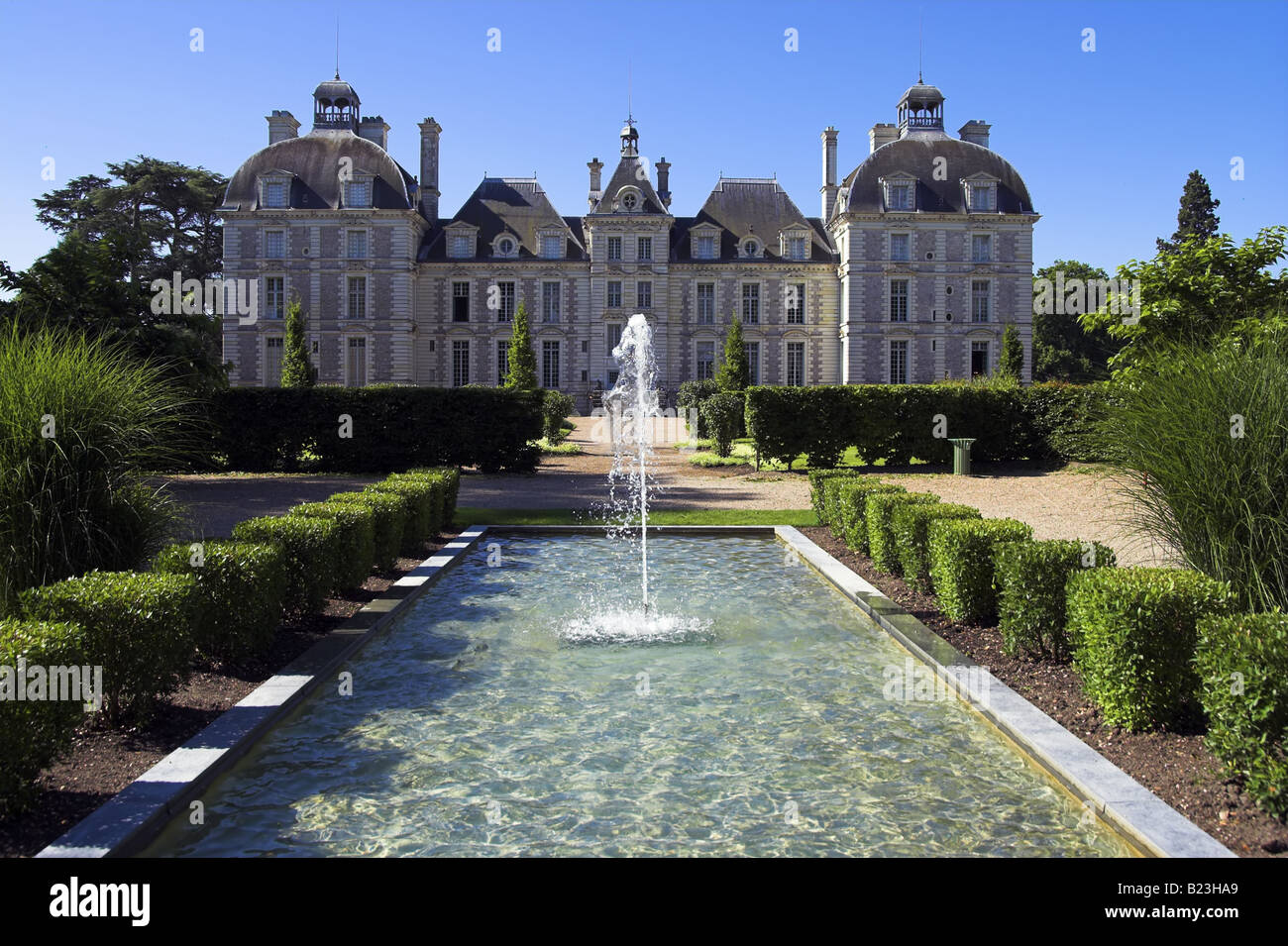 Chateau de Cheverny, Loire, Frankreich. Ansicht von hinten Stockfoto