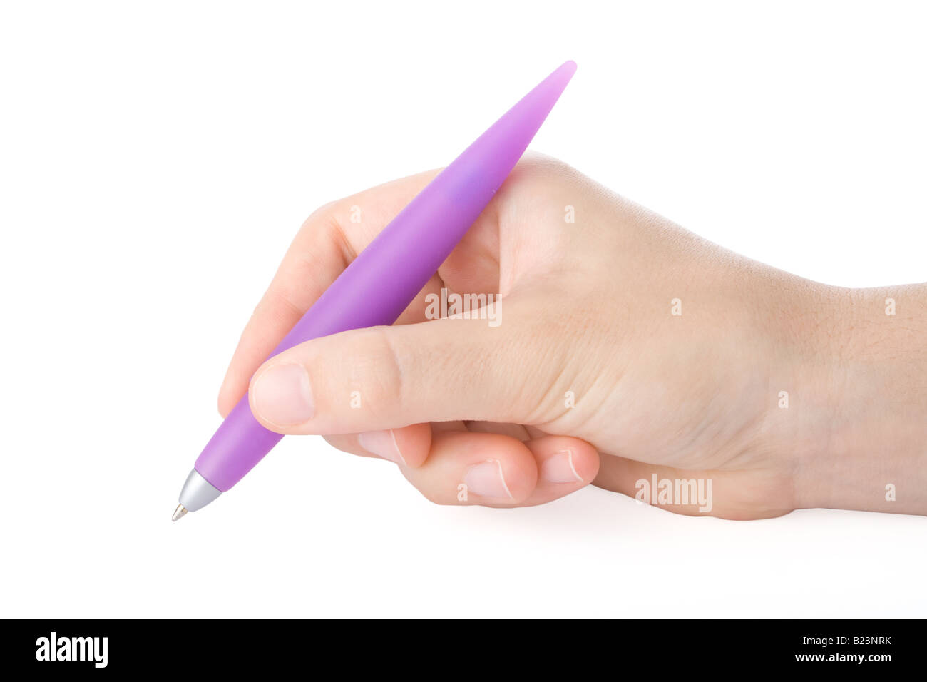 Handschrift mit einem Stift auf einem weißen Hintergrund Stockfoto
