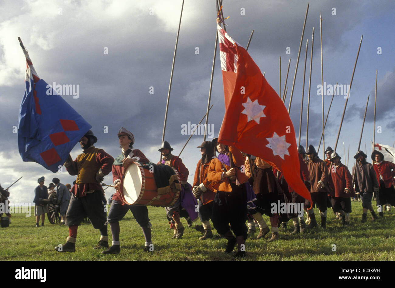 Englischer Bürgerkrieg Schlacht Reenactment Stockfoto
