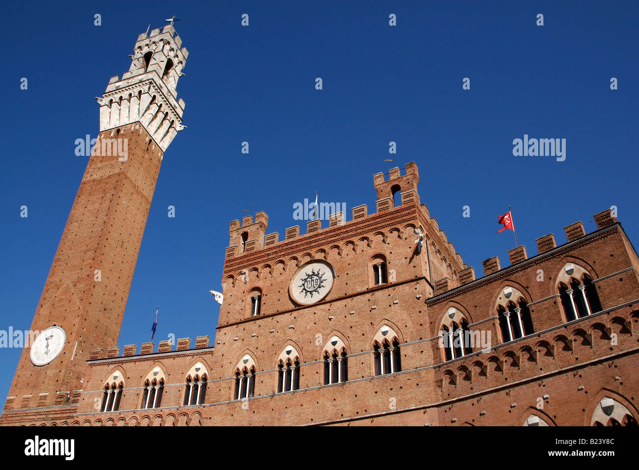 Palazzo Pubblico bürgerlichen Citys Palast il Campo Siena Toskana Italien Südeuropa Stockfoto