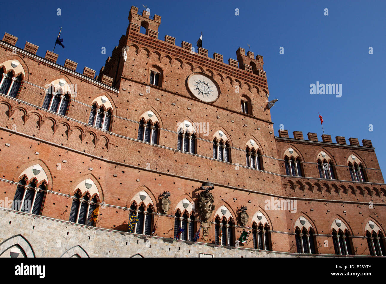 Palazzo Pubblico bürgerlichen Citys Palast il Campo Siena Toskana Italien Südeuropa Stockfoto
