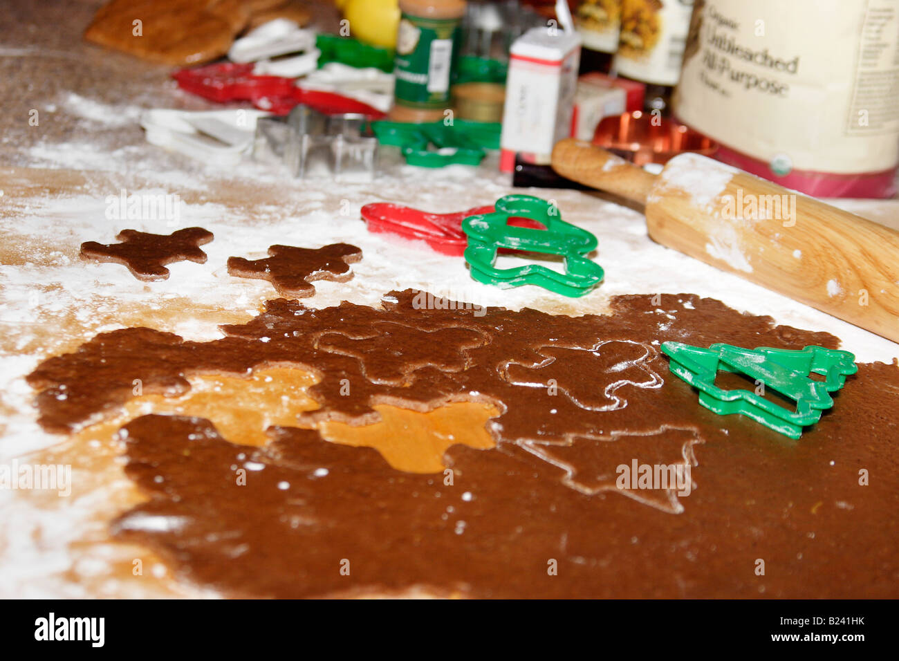 Ansicht von Weihnachten Lebkuchen Lebkuchen Lebkuchen Brot Kekse Bilder Bilder von oben oben niemand horizontal in den USA Hi-res Stockfoto