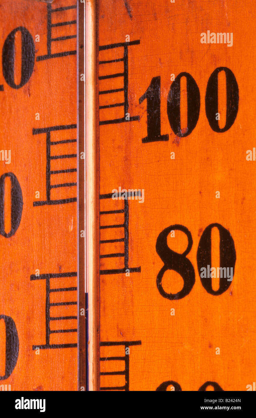 Antikes Thermometer Celsius Fahrenheit Stockfoto