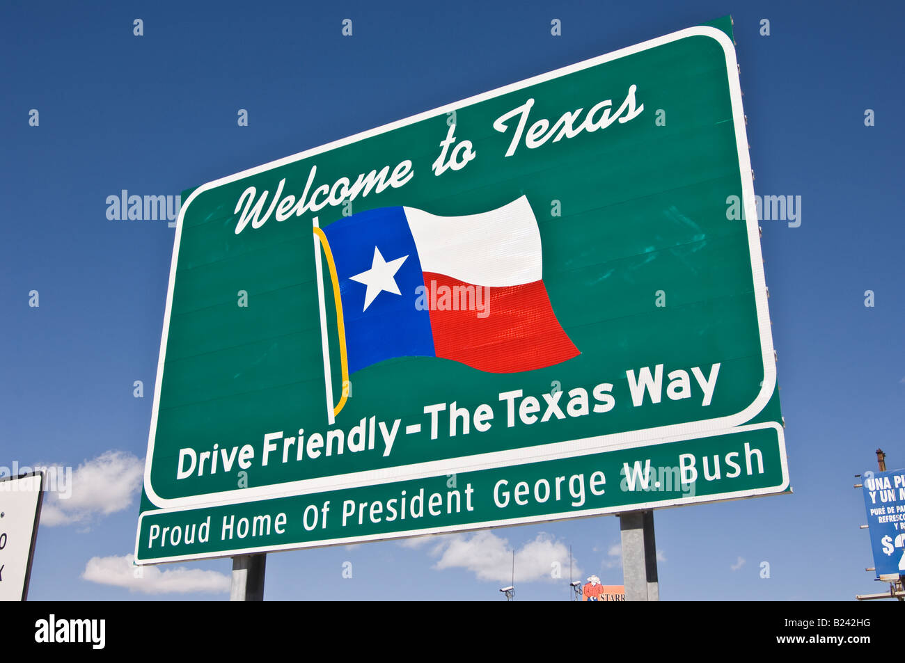 Willkommen bei Texas Zeichen Stockfoto