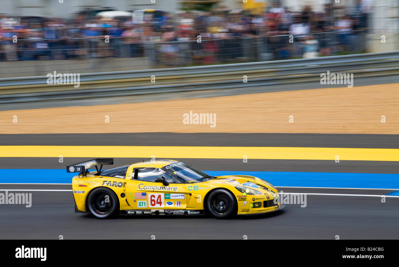 Corvette C6R von Corvette Racing USA an der 2008 Le Mans, Frankreich. Stockfoto