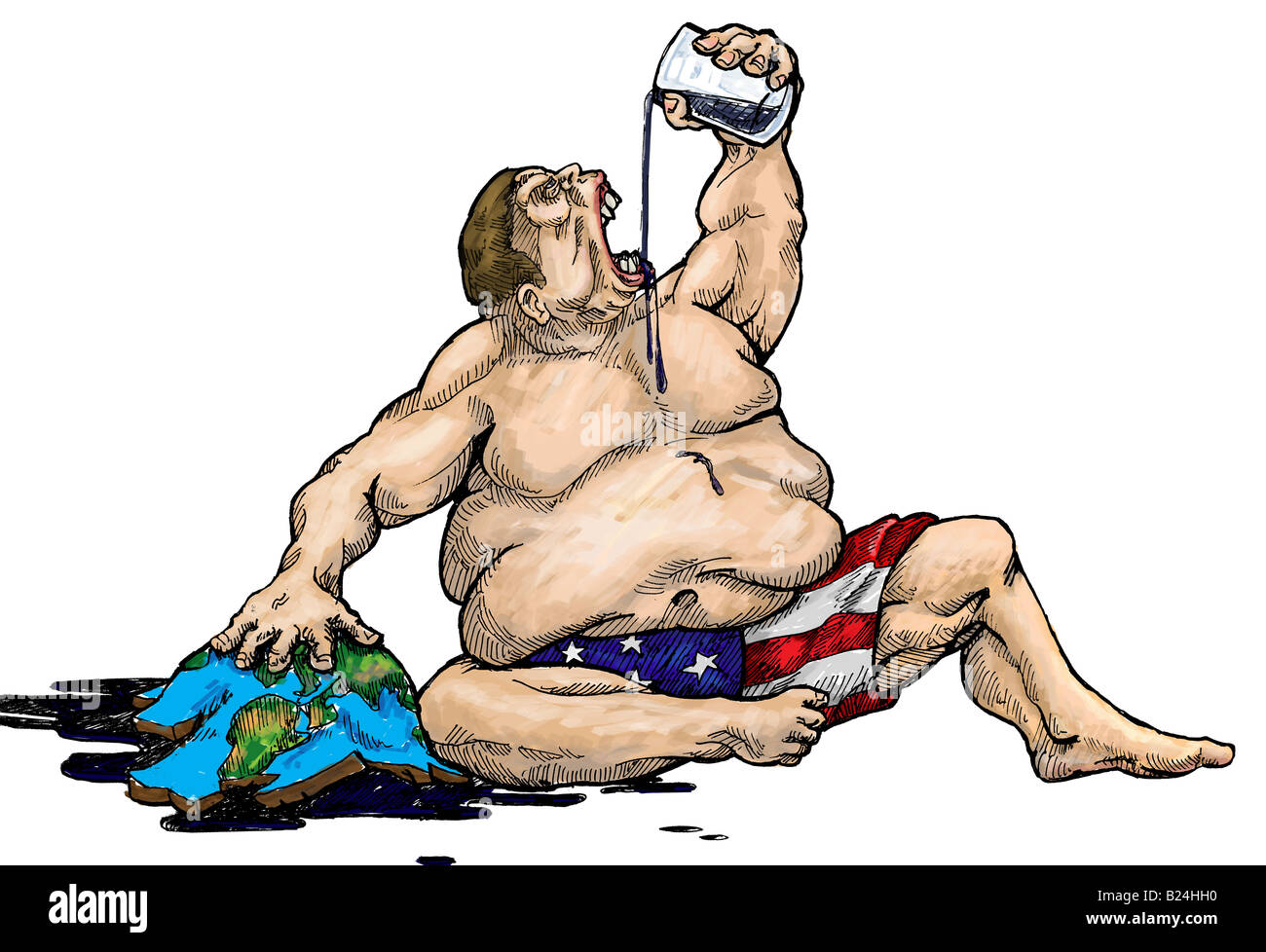 Süchtig nach Öl konzeptuellen Kunstwerk, Amerikas Abhängigkeit von Öl Stockfoto