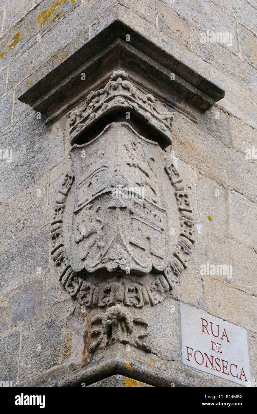 Dekoratives Element auf ein Gebäude, Santiago De Compostela, Galicien, Spanien Stockfoto