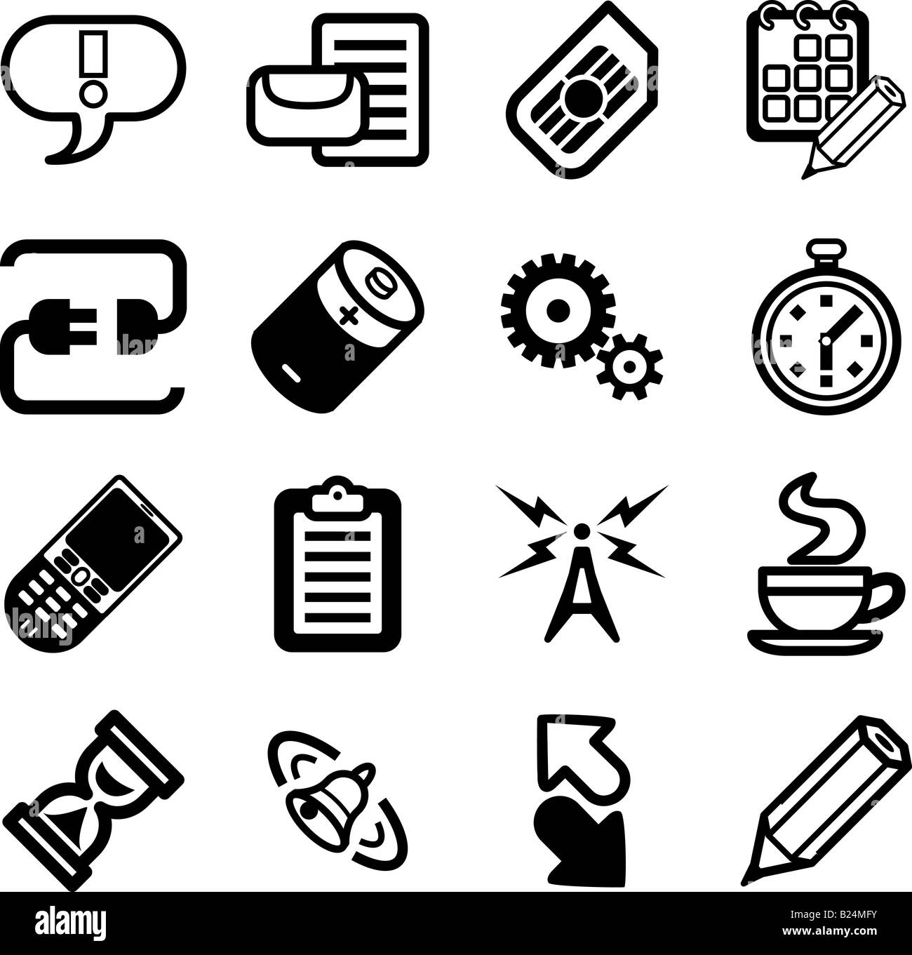 Handy-Anwendungen GUI Serie Symbolsatz. Ein Vektor Handy Anwendungen GUI Icon Serie Set Stockfoto