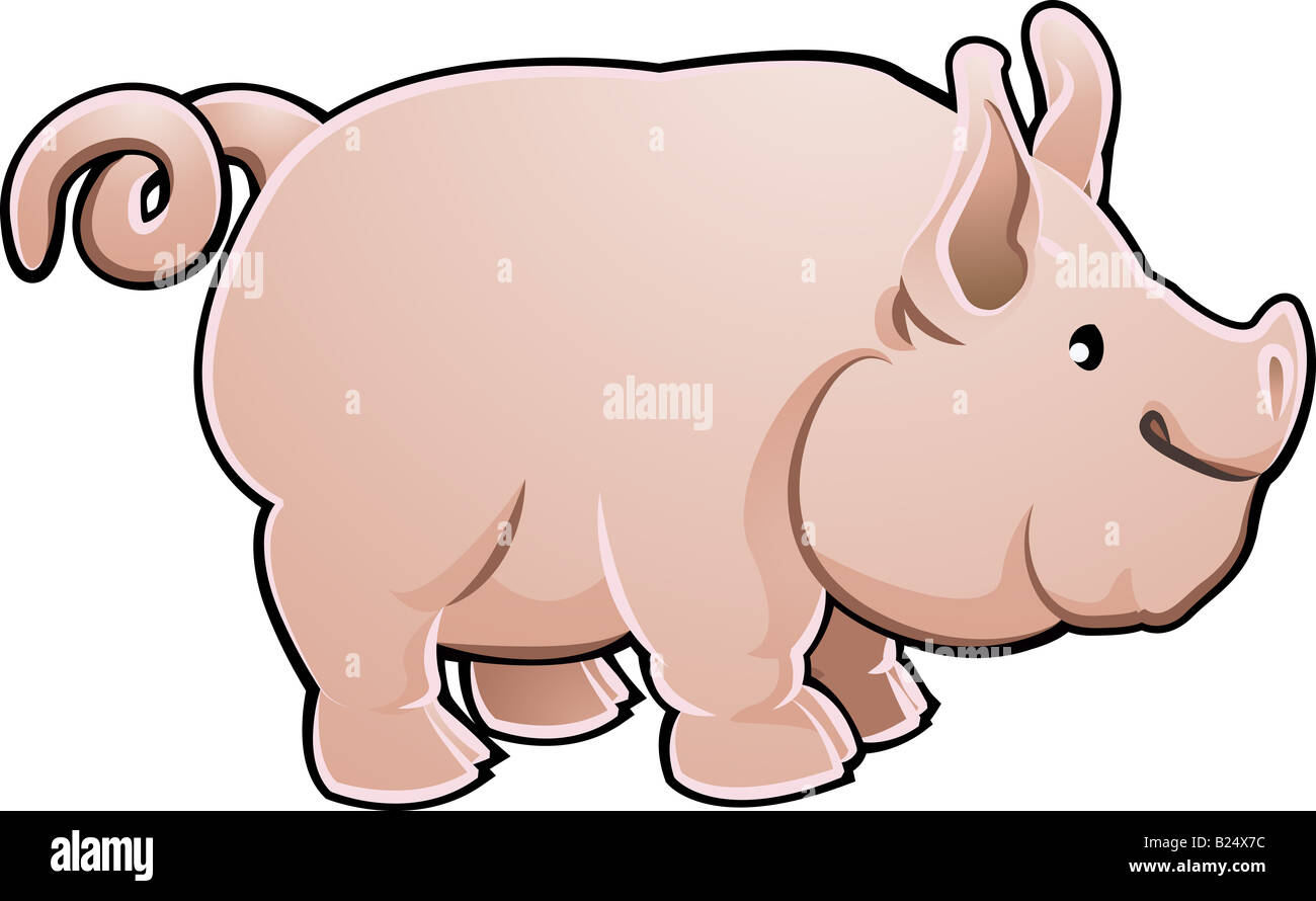 Eine niedliche Schwein Bauernhof Tier illustration Stockfoto