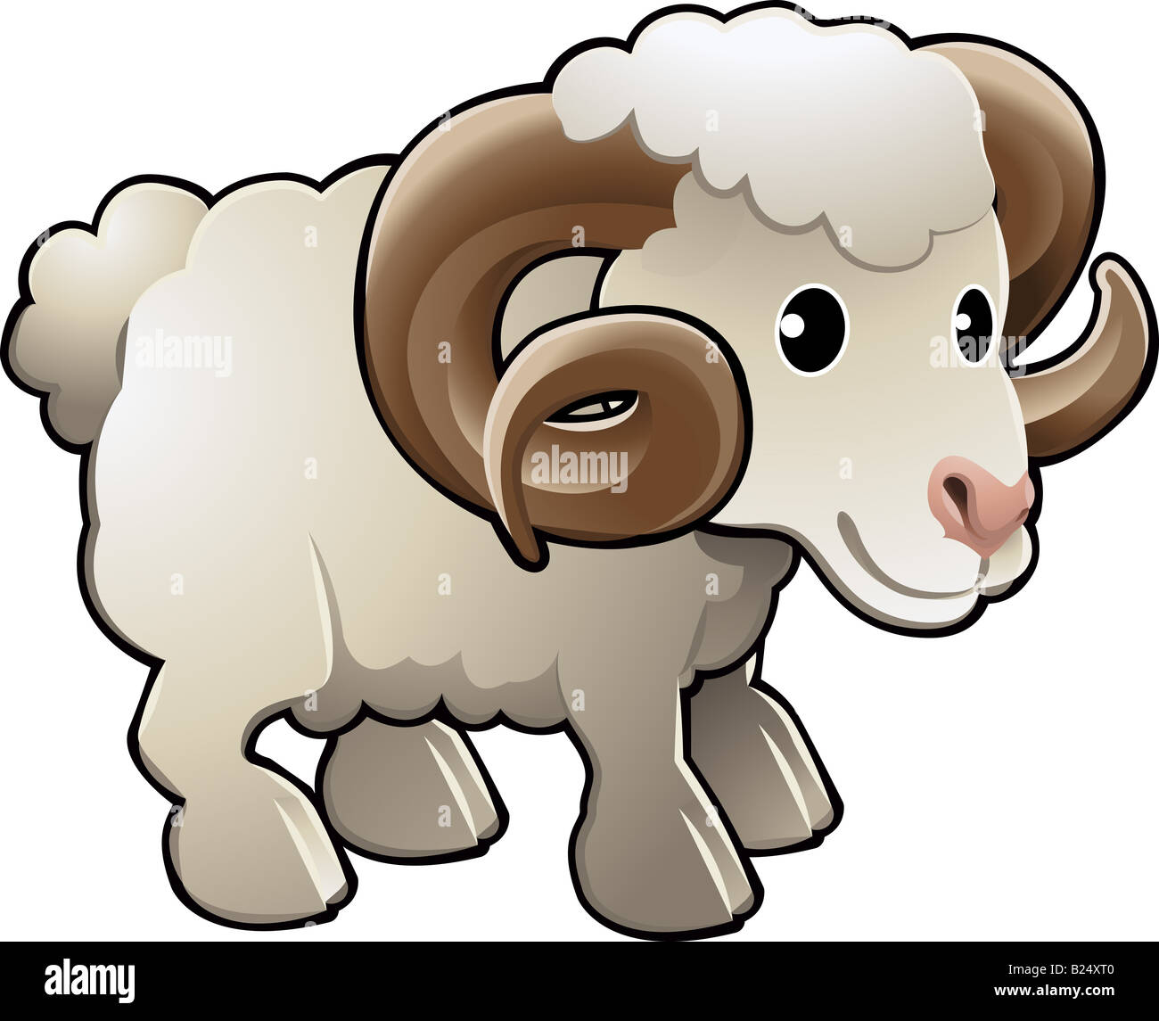 Eine niedliche Ram Schafe Bauernhof Tier illustration Stockfoto