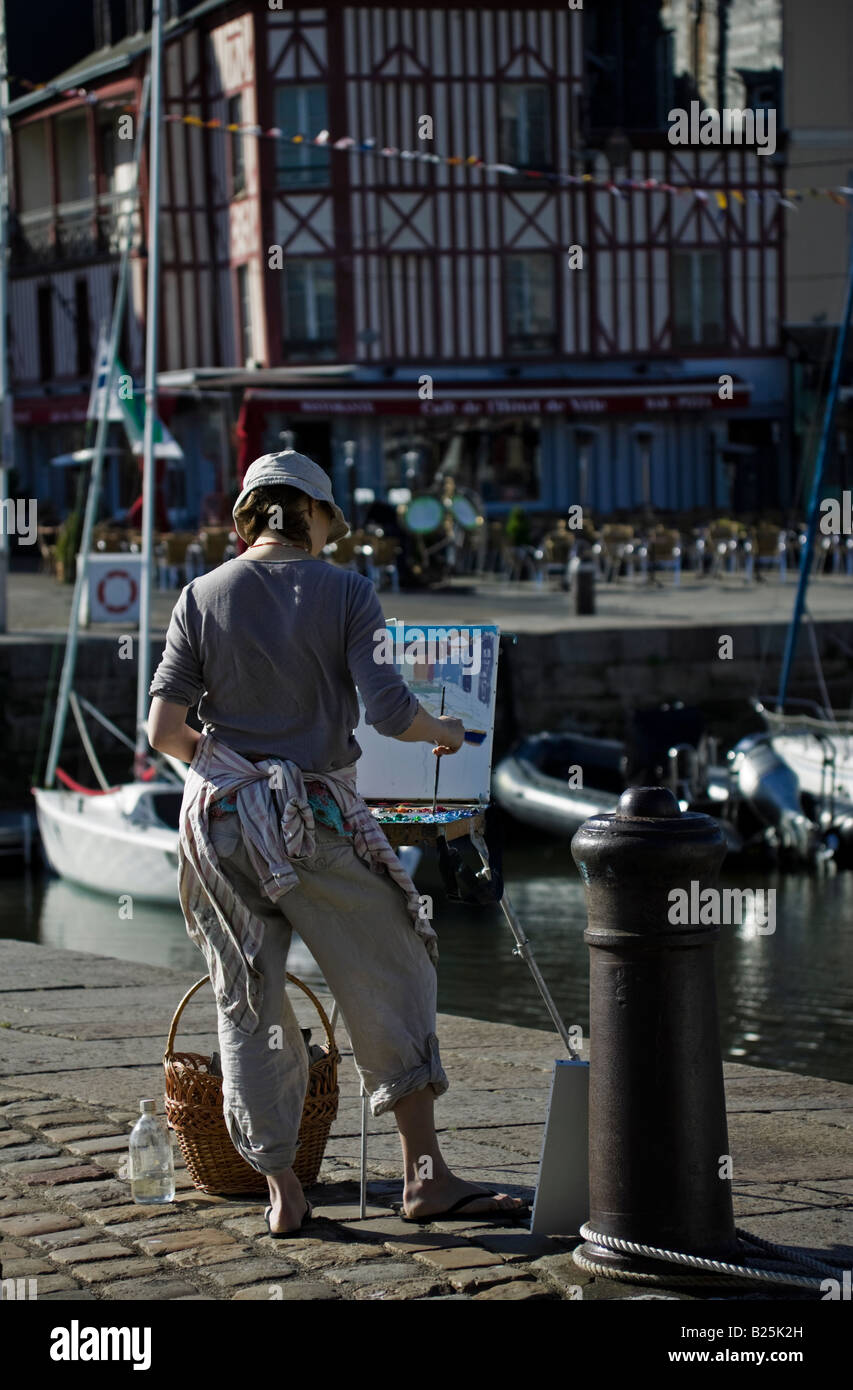 Künstler, Hafen, Honfleur, Normandie, Frankreich, Europa Stockfoto