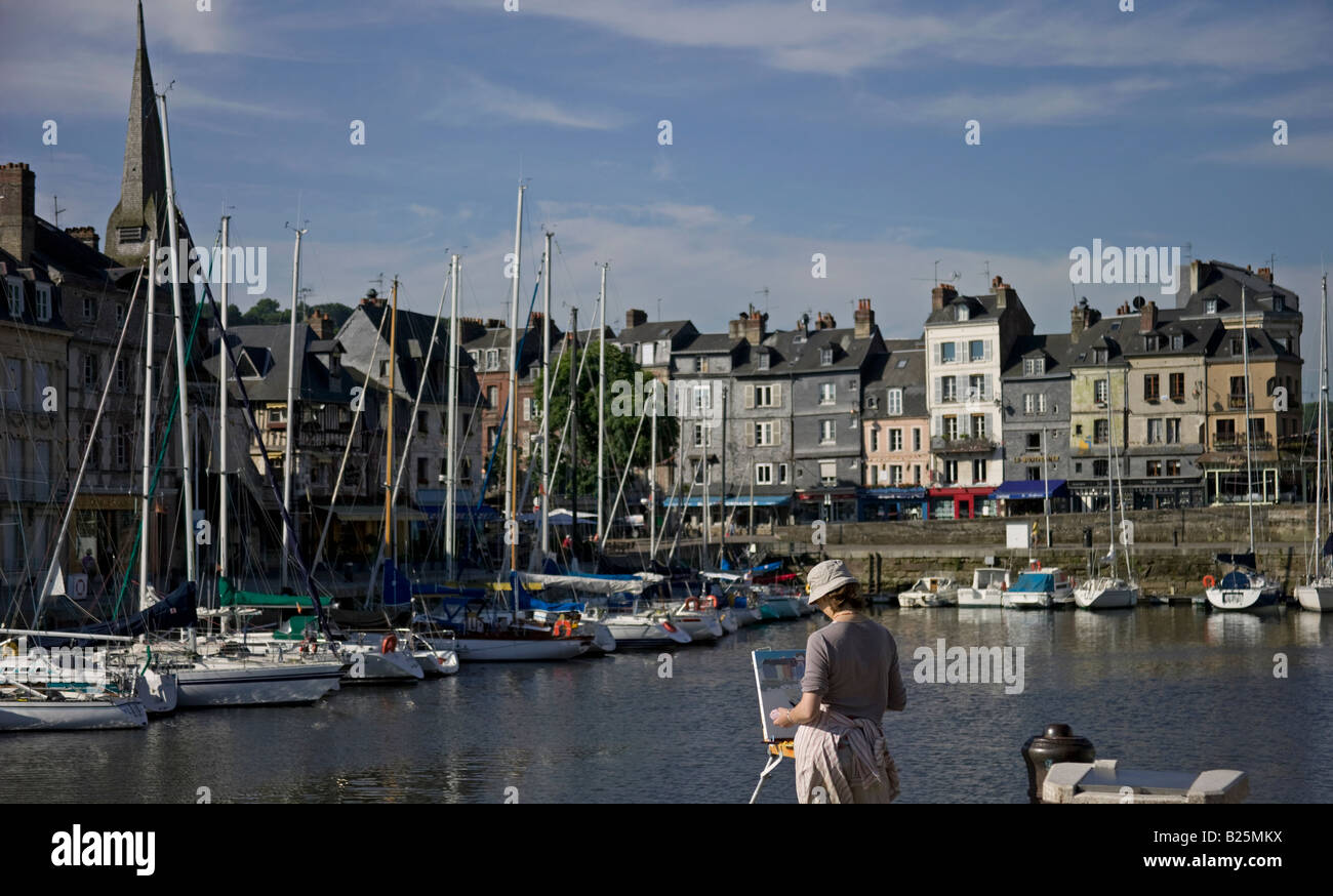 Künstler, Hafen, Honfleur, Normandie, Frankreich, Europa Stockfoto