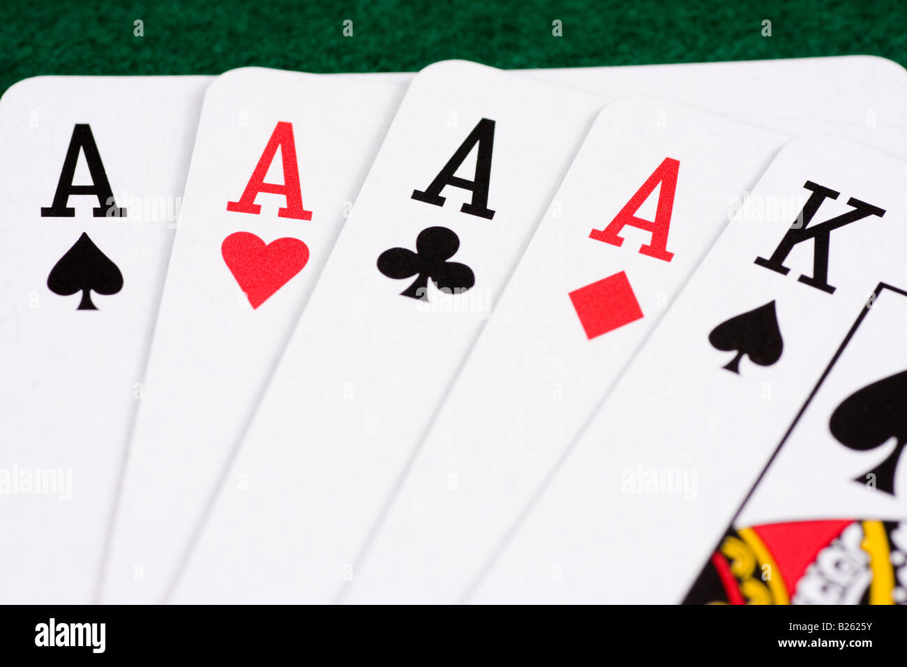 Vier Asse und König Stockfoto