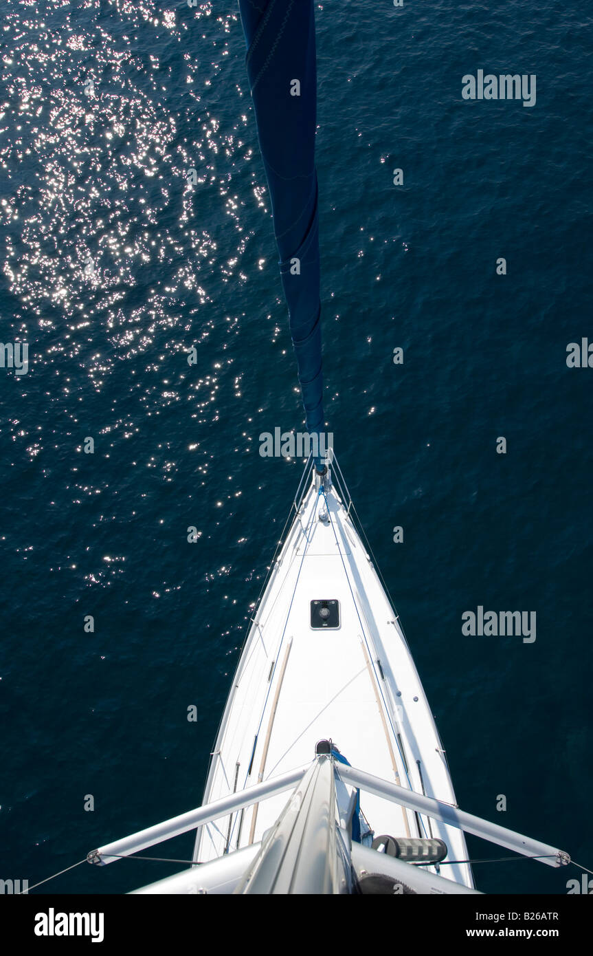 Ein Segelboot, Yacht von oben, Segeltörn, Kroatien Stockfoto