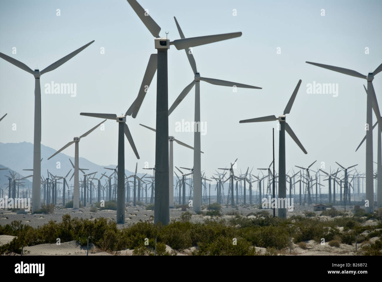 Windkraftanlagen, Palm Springs, Kalifornien Stockfoto