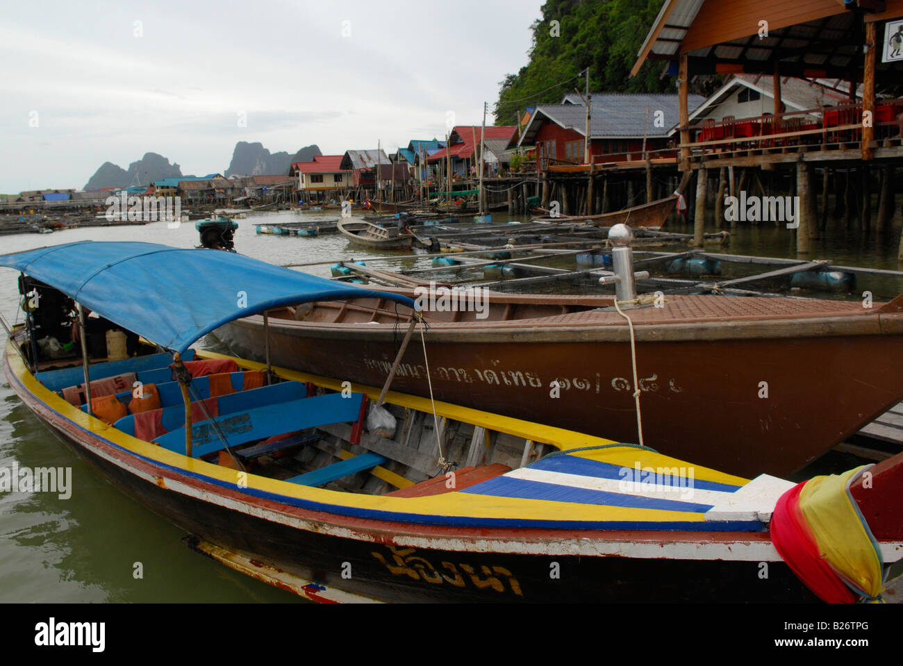 schwimmenden muslimischen Dorf, Insel Koh Panyi, Ao Phang Nga, Phuket, Thailand Stockfoto