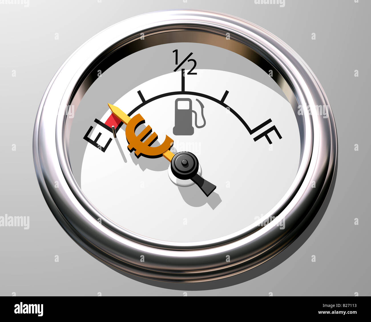 Pfund-Zeichen auf einem Auto Kraftstoff Manometer zeigt leer  Stockfotografie - Alamy