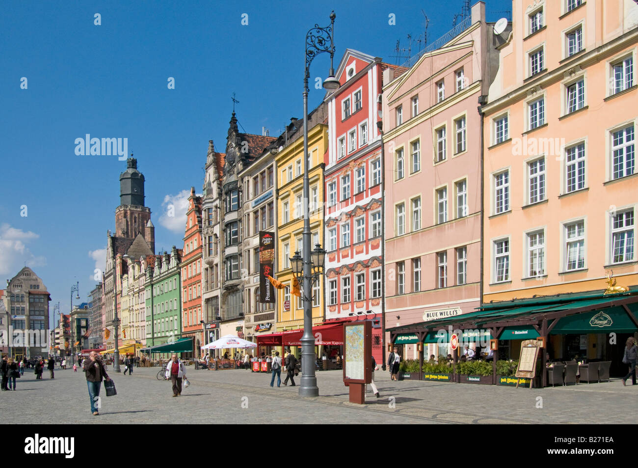 Breslau, Schlesien, Polen. Rynek (Marktplatz) Hausfassaden auf Nordseite Stockfoto