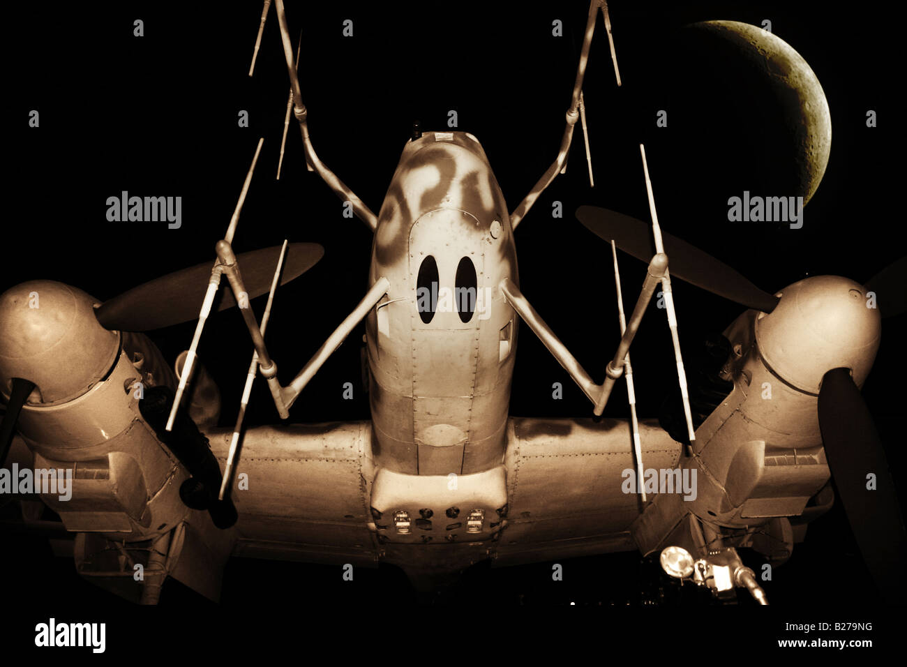 Messerschmitt Bf 110G-4 Lufwaffe Nachtjäger mit Radar Lichtenstein SN2. Stockfoto