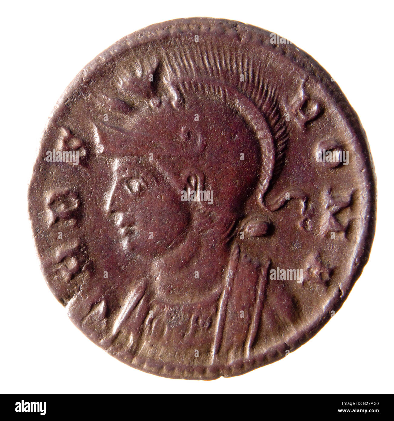 Römische Bronzemünze. Constantinus ich (307-338AD) Vorderseite Stockfoto